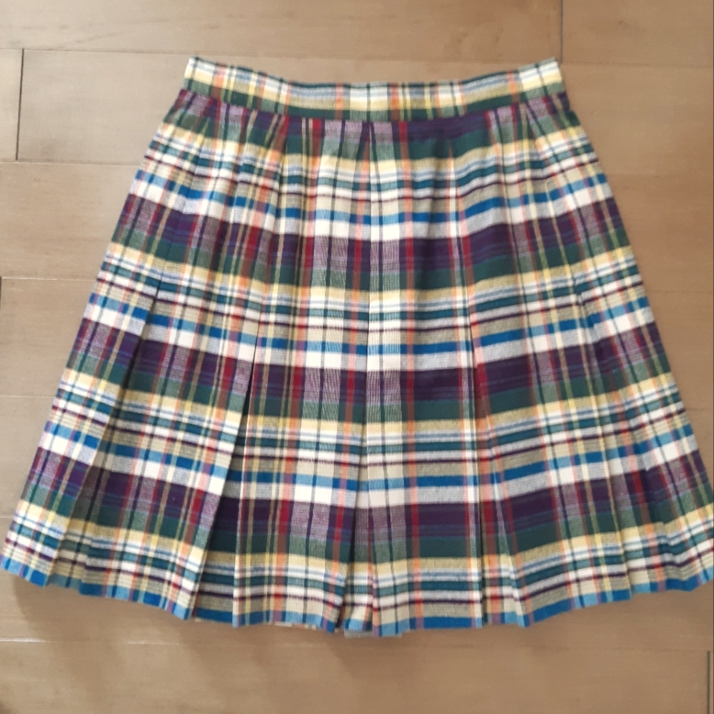 Vintage tartan plaid mini skirt pleated